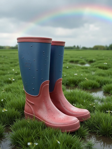 湿った草地と虹 - 무료 다운로드 가능한 自然