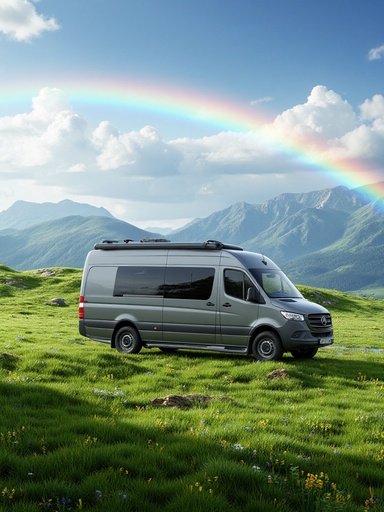 Meadow with Rainbow and Mountains - 무료 다운로드 가능한 Natural Scenery
