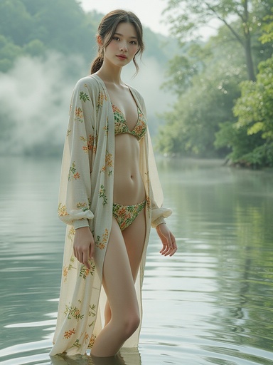 Mist-Covered Lake with Lush Greenery - 무료 다운로드 가능한 Natural Scenery