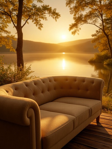 황금빛 석양의 호숫가 - 무료 다운로드 가능한 자연 경관