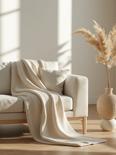 Modern Scandinavian Sofa with Minimalist Decor - 무료 다운로드 가능한 Living Room