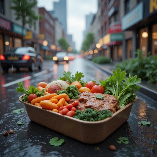 비에 젖은 도시 거리 - 무료 다운로드 가능한 도시 풍경