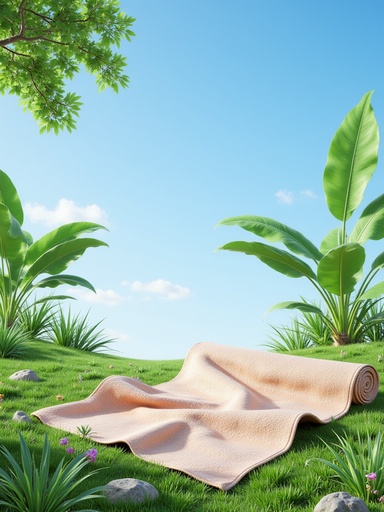 녹색 잔디와 맑은 하늘 - 무료 다운로드 가능한 자연 풍경