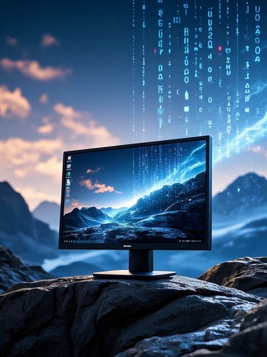 Sky of data streams and digital code - 무료 다운로드 가능한 Surreal landscape