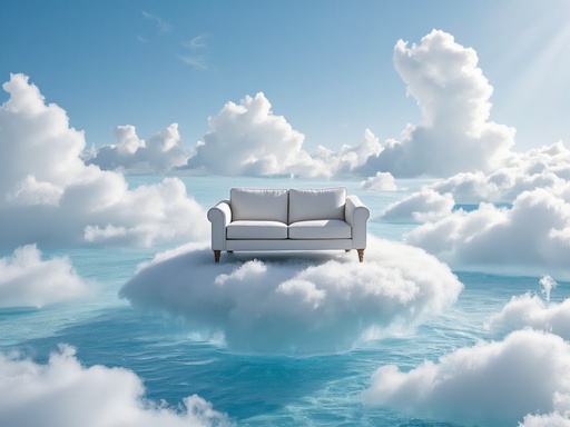 雲のような島と海 - 무료 다운로드 가능한 シュールな背景