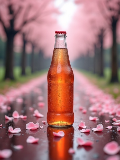 Cherry blossom path with falling rain - 무료 다운로드 가능한 Nature