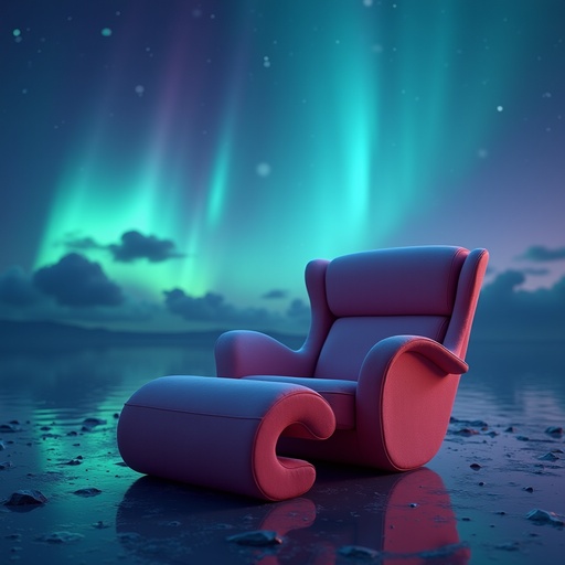 Night. View Rocking Chair Modern lounge chair under a bright aurora night sky, Free Images ...